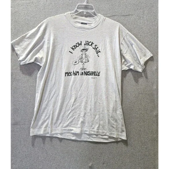 Single Stitch T-Shirt KNOW JACK SH.. Met Him In Nashville Sz XL Screen Stars USA - Picture 1 of 15